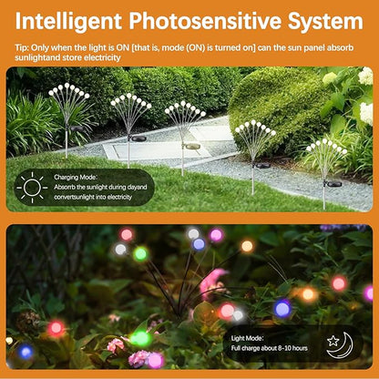 Multicolour-4Pack 32LED Firefly Multicolour Changing Lights,Garden Solar Lights Outdoor Decorative,Yard Waterproof Solar (Multicolour-4pcs)