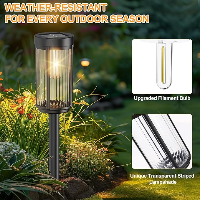 EXCMARK 16 Pack Outdoor Solar Lights Waterproof for Yard Garden Walkway Pathway Lawn Decorative Contemporary Landscape Lighting. (Warm White Light, 16)