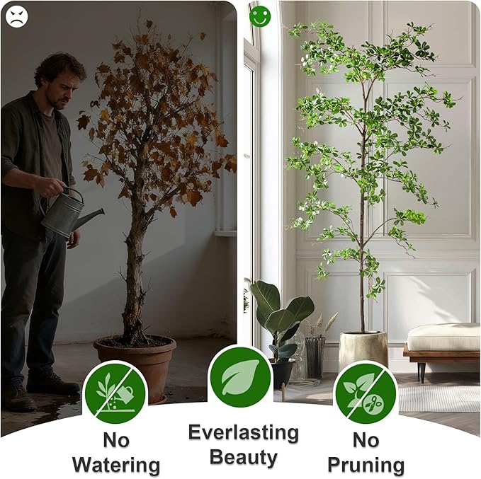 8FT Artificial Black Olive Tree Artificial Olive Plants, Tall Faux Olive Tree Faux Silk Plant Fake Plant Ultra-Realistic Silk Leaves & Natural Trunk Indoor Outdoor Use