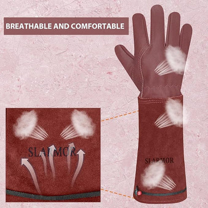 Long Gardening-Gloves Women/Men-Thorn proof Rose Pruning Heavy Duty Gauntlet, Best Garden Gifts for Gardener-M