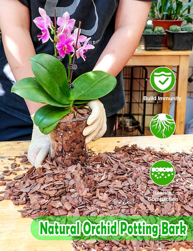 TOYPOPOR Orchid Potting Mix, (10 Quarts)Orchid Bark With Perlite, Potting Soil Medium for Plant Indoor, Pine Bark Wood Chip for Houseplant Fast Drainage, Water Retention, Air Flow and Root Ventilation