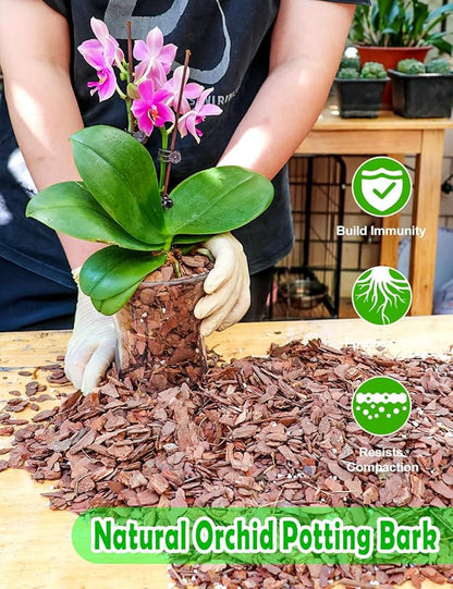 TOYPOPOR Orchid Potting Mix, (10 Quarts)Orchid Bark With Perlite, Potting Soil Medium for Plant Indoor, Pine Bark Wood Chip for Houseplant Fast Drainage, Water Retention, Air Flow and Root Ventilation