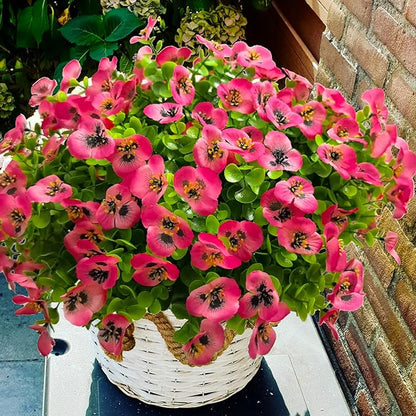 Artificial Flowers for Outdoors Fake Plants, 12pcs Fake Flowers Artificial Plants Outdoor UV Resistant,Silk Faux Flowers Shrubs Greenery Plants for Porch Garden Patio Window Box Decor