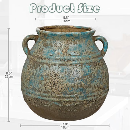 Hollyone Blue Ceramic Planters 7 Inch Large Vintage Ceramic Pots for Plants Indoor Outdoor Plant Planters Fit Mid Century Succulent Plant Stand Flower Pots Home Decor