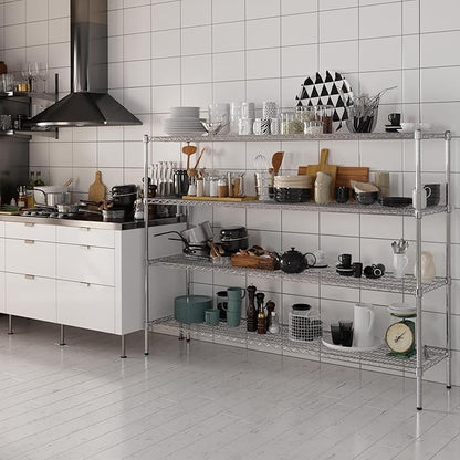 18" Deep x 72" Wide x 54" Height Wire Shelving Kit | 4-Tier | NSF Commercial Storage Rack Unit