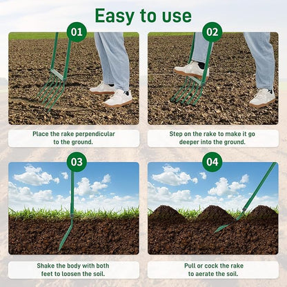 5 Tines Heavy Duty Broad Fork, 55"*20" in Broad Fork for Gardening– Heavy-Duty Hand Tiller for Digging, Cultivating & Aerating Clay Soil, Ergonomic U-Shaped Design for Comfortable Gardening & Farming