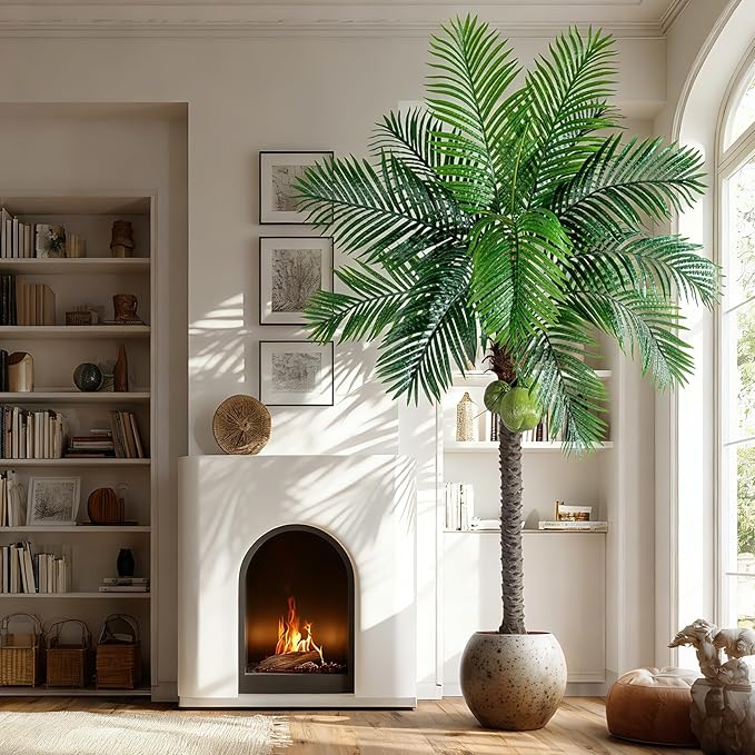 Big Faux Tropical Phoenix Trees Large Artificial Palm Tree Indoor Outdoor Realistic Floor Plants Tall Fake Plant for Modern Home Living Room Office Decor Porch Outside Patio arboles para decoracion