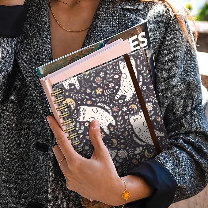 Cute Spiral Journal Notebook,Binding with Premium Paper for Girl Women,Cool Funny 120 Pages,100gsm A5 College Ruled NotebookJournal,Perfect for Gifts Nurse Teacher Women(Cute Cat)