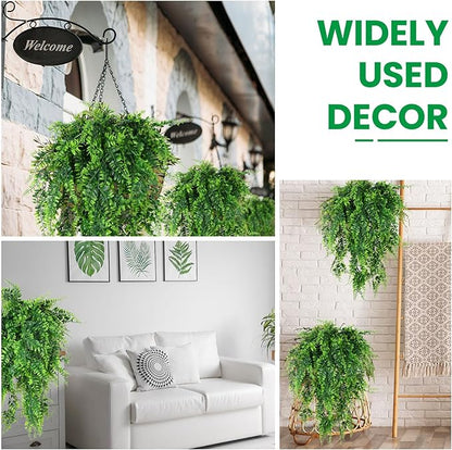 Geosar 48 Pcs Artificial Hanging Plants 32 Inch Hanging Boston Ferns Plastic Fake Plants for Wall Room Garden Wedding Garland Indoor Outdoor Decoration, No Basket