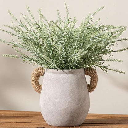 Ceramic Flower Vase Home Decor - 7.1 Inch White Rustic Table Flowers Vases Living Room Bedroom Plant Decoration Modern Farmhouse Vintage for Kitchen Shelf Office Coffee Dining Desk House Women
