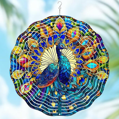 Peacock Wind Spinners Outdoor, Peacock Gifts for Women Wife Mom Grandma, Hanging Wind Spinners for Christmas Thanksgiving, 12 inch Outdoor Indoor Hanging Ornament for Garden Porch Backyard