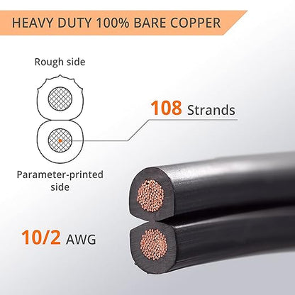 Wirefy 10/2 Low Voltage Landscape Wire 100 ft | Low Voltage Landscape Lighting Wire | Pure Copper | Outdoor Direct Burial | 10-Gauge 2-Conductor 100 Feet | UL Listed