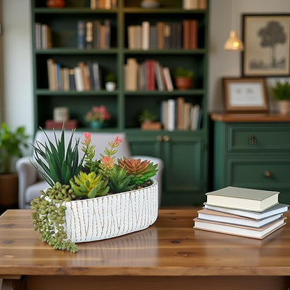 Fake House Plants Artificial - 8.7" Assorted Faux Succulents in Pots for Office Desk Decor and Bathroom Plants Decor - Small Shelf Decor and Cute Fake Plants for Room Kitchen