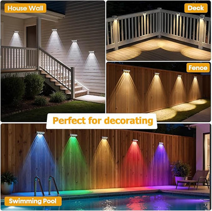 NIORSUN Solar Fence Lights,12 Pack Solars Deck Light,RGB Color,Outdoor Bulb Waterproof Led IP65,Outdoor Fence Light,Power Patio Lamp with Lenses for Outside/Backyard/Railing/Yard(White)