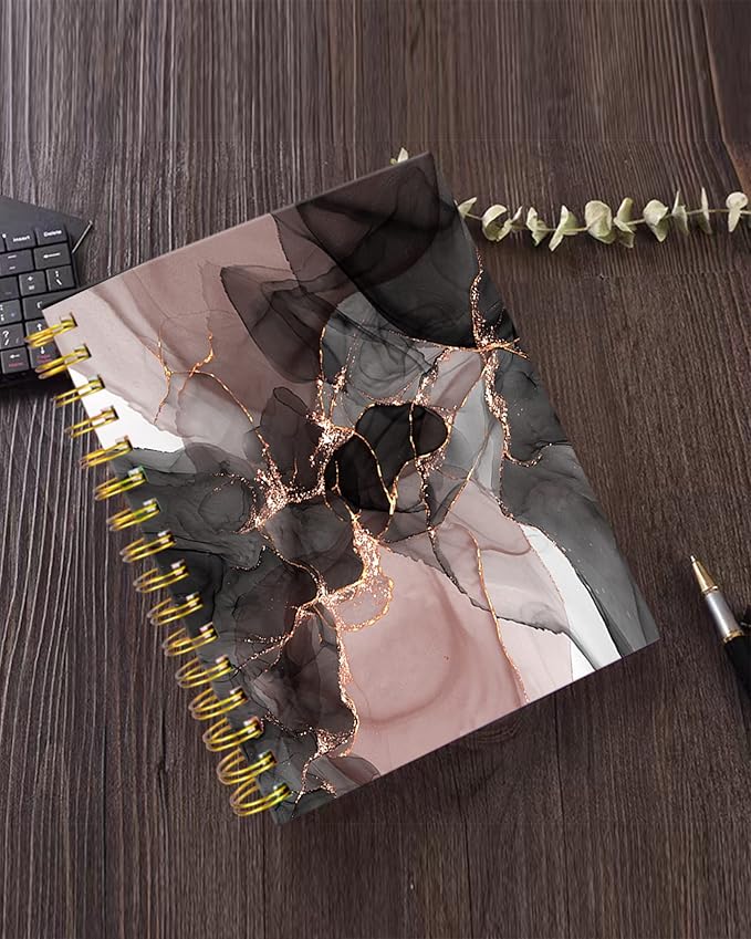 iampanda Spiral Journal Notebook,Strong TwinWire Binding with Premium Paper for Girl Women,Luxury Gold Marble 60 Sheets A5 College Ruled NotebookJournal,Perfect for School Office Home Gifts,Pink