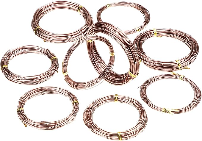 Hotop 10 Rolls Bonsai Wires Anodized Aluminum Bonsai Training Wire in 5 Sizes - 1.0 mm, 1.5 mm, 2.0 mm, 2.5 mm, 3.0 mm, Total 164 Feet (Brown)