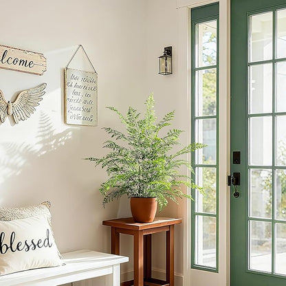 2 Pack Artificial Fern Plants in Pots Artificial Boston Ferns Potted Plants Faux Fern Bush Plant Shrubs Greenery for Outdoor Indoor Porch Patio Farmhouse Garden Living Room Office Table Decor (Type 5)