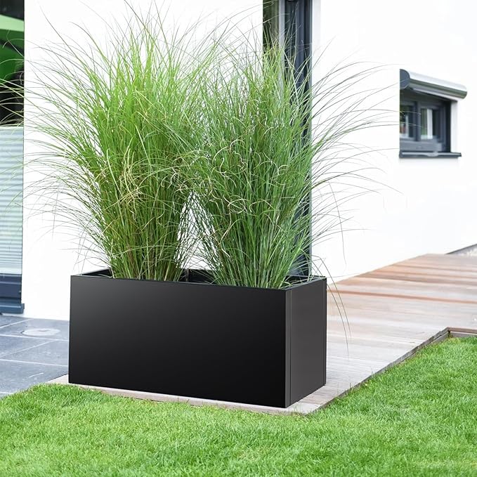 Metal Planter Box 32"x16"x16", Rectangular Steel Planter Box Frost Proof Rust Resistant Indoor&Outdoor, Heavy Duty Steel Planter for Commercial and Residential Use
