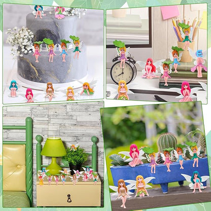 16 Pcs Miniature Fairy Figurines, Hand-Painted Small Flower Fairies with Wings for Garden Decor, Cake Topper & Landscapes