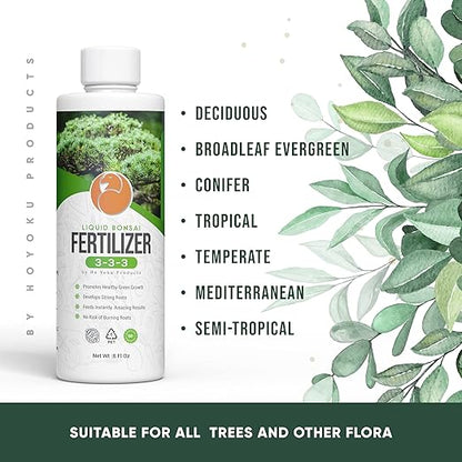 Bonsai Fertilizer by Ho Yoku - Water Soluble and Free of Odor, 3-3-3 Liquid Bonsai Food and Fast Acting for Indoor Plants
