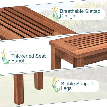 COSTWAY Outdoor Bench, 39.5” Backless Solid Wood Narrow Bench for Outside, Patio, Park, Garden & Front Porch (1)