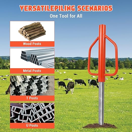 18LB Fence Post Driver with Handles, 3" Diameter t Post Pounder, Heavy Duty Carbon Steel for u Channel, Farm Fencing Wooden Post