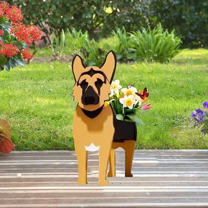 German Shepherd Dog Planter Plant Pots,Cute Dog Flower Planter,Gifts for Pet Lovers,Unique Animal Plant Pots,Office,Indoor Outdoor Garden Decor(9.45 * 5.51 * 13.82in)