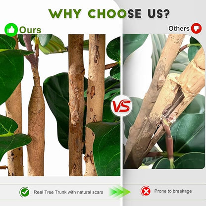 Large Fake Fiddle Leaf fig Trees Tall Artificial ficus Tree Indoor Outdoor Realistic Floor Plant Faux Plastic Plants Flowers for House Home Living Room Office Front Porch Modern Farmhouse Decor