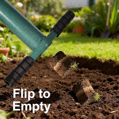 Sod Plugger Bulb Planter Planting Tool, Easy to Assemble Garden Trasnplanter with Serrated Base for Planting Grass Plug for Digging Holes Tulips, Daffodils, Iris