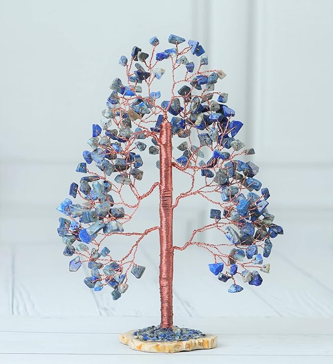 Crocon Lapis Lazuli Gemstone Tree of Life, Handmade, 8 Inch, Blue, Crystal Decoration, Feng Shui, Money Tree, Spiritual Gift