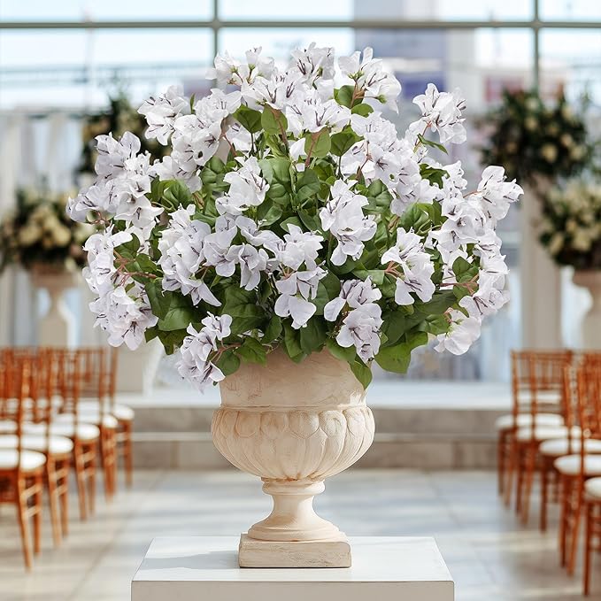 4 Pcs Artificial Flowers Bougainvillea Outdoor Artificial Plants Faux Flowers with Stems Silk Flowers for Wedding Porch Living Garden Decor Without Vase (4PCS,White)