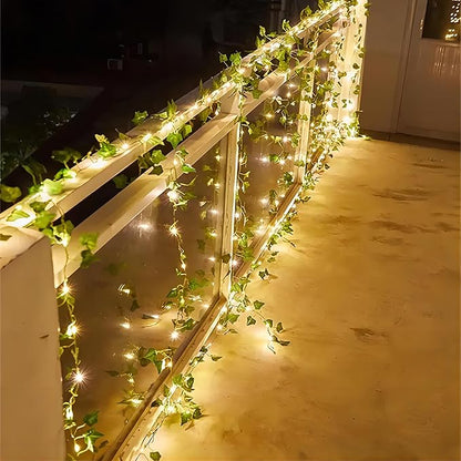 BLEUM CADE 30 Strands 210Ft Fake Vines for Bedroom with 98.4Ft String Lights, Cute Artificial Hanging Ivy Vines with Fake Leaves, Fake Plants for Christmas Party Garden Wall Room Decor