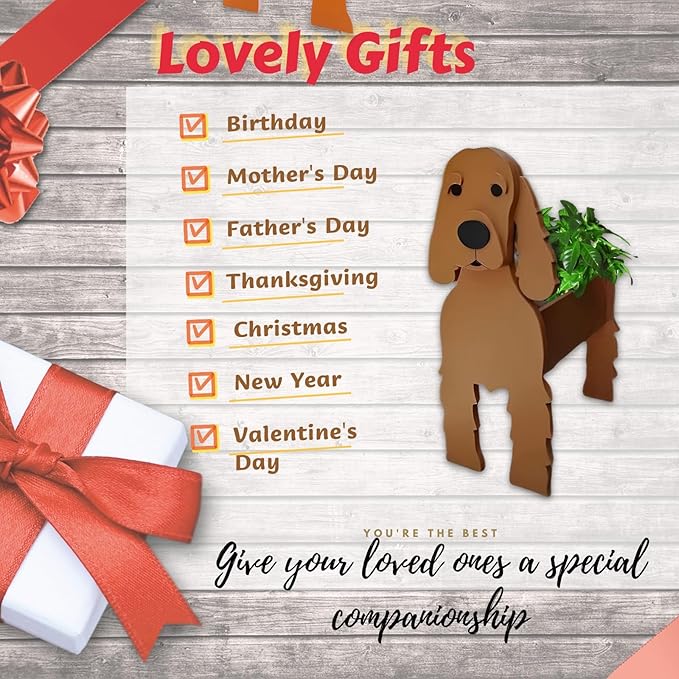 Brown Cocker Spaniel Dog Planter Plant Pots,Cute Dog Flower Planter,Gifts for Pet Lovers,Unique Animal Plant Pots,Office,Indoor Outdoor Garden Decor(9.45 * 9.17 * 13.39in)