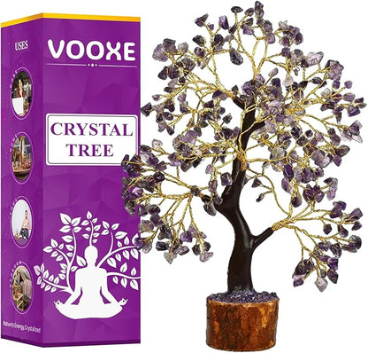 Wisdom Stone Crystal Tree Handmade Healing Gemstone for Home, Office, & Desk Decor Sister Women MOM Birthday Gifts Positive Energy & Good Luck (Wisdom Stone Tree (Amethyst) (Purple)