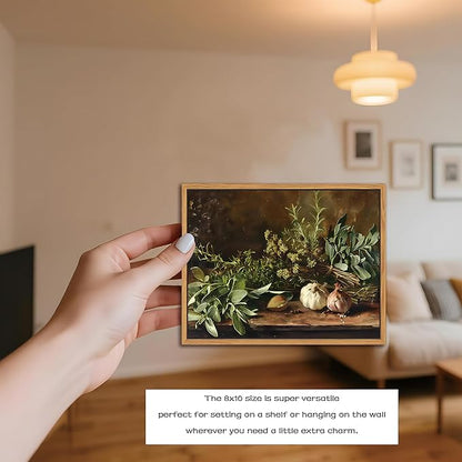 SAMHOU Floating Framed Canvas Wall Art, Vintage Aesthetic Kitchen Wall Decor, Nature Botanical Poster Prints for Farmhouse Living Room Dining Room Bedroom Home Decor 8x10 inch
