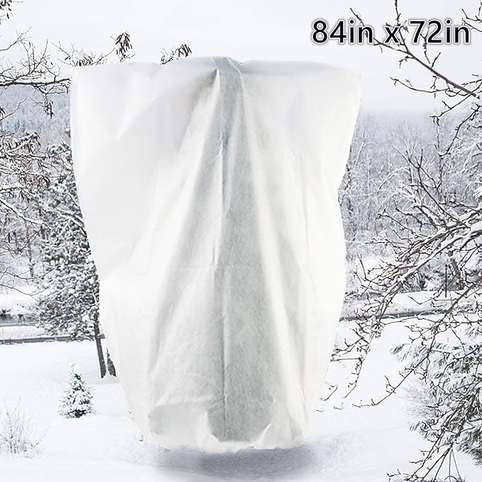 Plant Covers Freeze Protection - Shrub Cover, Winter Tree Cover with Drawstring for Season Extension & Frost Protection, White (1 Pack, 84x72 in)