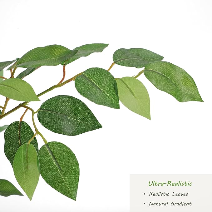 Tall UV Resistant Ficus Tree Artificial，4ft(48in) Faux Ficus Tree with Realistic Smooth and Shiny Leaves， Fake Trees Indoor Outdoor for Home Office Living Room Bedroom Foyer Porch Decor.