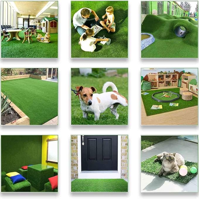 LITA 7ft x 13ft Realistic Deluxe Artificial Grass Synthetic Thick Lawn Turf Carpet Perfect for Indoor/Outdoor Landscape, 7'X13', Green