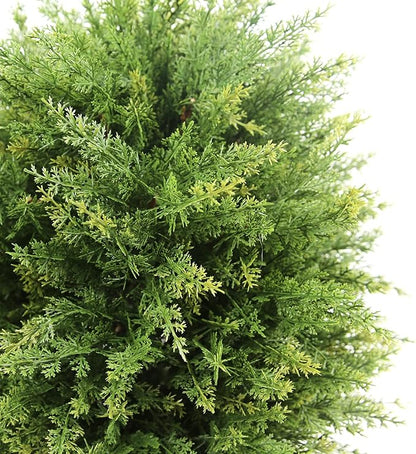 Sunnyglade 19.7” Tall Artificial Cedar Topiary Ball Tree Set of 2 Pack Potted Bushes UV Resistant Potted Plants for Indoor Outdoor Home Garden (Dark Green)