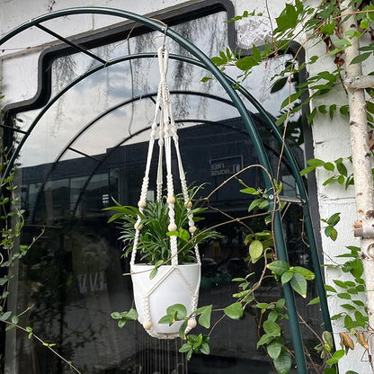 RIFNY Macrame Plant Hanger for 5 to 10 Inch Plant Pots, 35 Inch Indoor Handmade Woven Rope Hanger Kits with Hooks and Wood Beads, Hanging Planter Basket Holder for Boho Home Decor (White, 3 Pack)