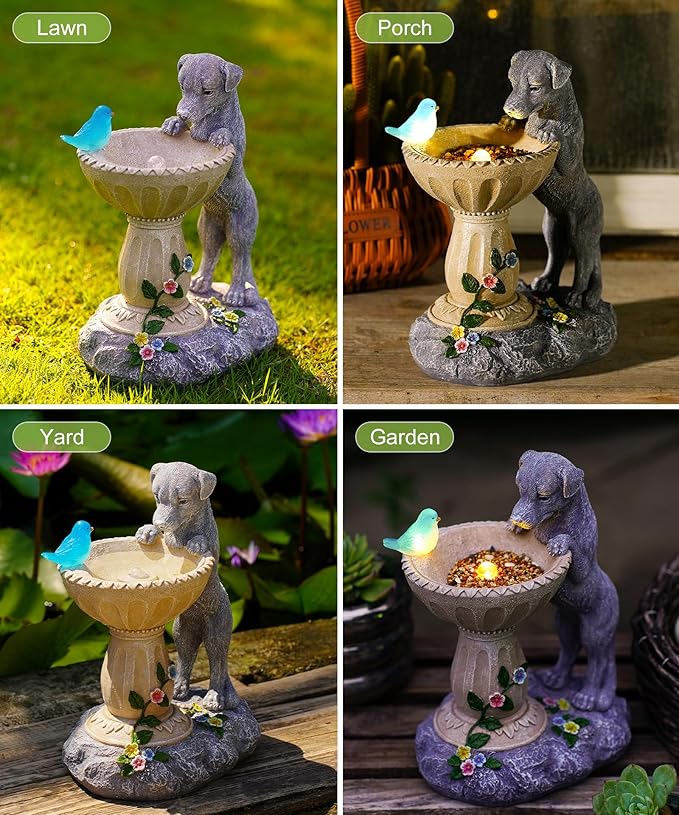 Nacome Solar Dog Garden Decor: Outdoor Statues Ornaments for Outside Decorations Yard Art Lawn Porch Patio Balcony - Birthday Choice for Mom Grandma Women Lover
