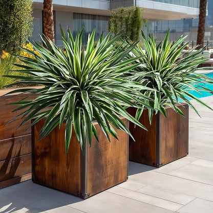 Artificial Agave Plant Fake Agave Planters for Indoor Outdoor Faux Agave Plants Real Touch Realistic Greenery for Home Living Room Office Bathroom Garden Front Porch Patio Decor (27inch-2 Pcs White)