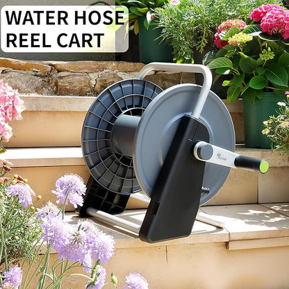Garden Hose Reel Cart,Hose Holder Up to 50-60 Feet of 5/8" Hose,Wall Mounted Water Hose Reel,Portable Hose Reels for Outside Car Washing, Watering