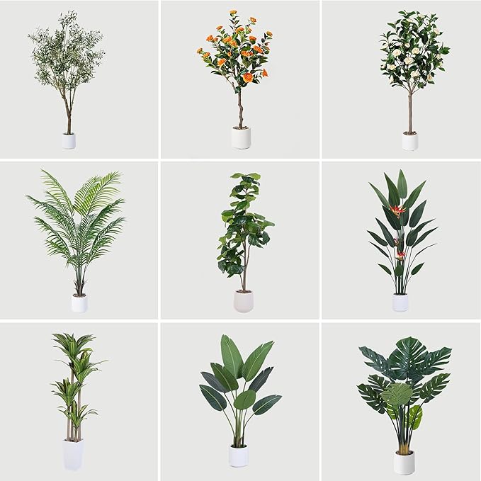 Artificial Bird of Paradise Plant 60in(5Ft) Tall Fake Banana Leaf Plant for Indoors and Outdoors, Artificial Flowers, Faux Palm Tree with Plastic Pot for Office and Home Decor