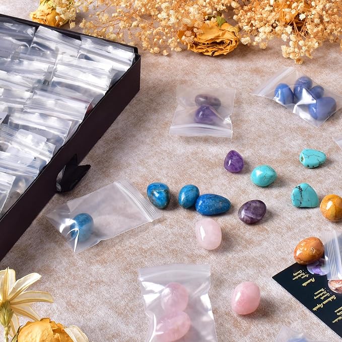 Polished Healing Crystal Chips Stones Set, Christmas Gift - 36 Different Natural Gemstone Types, 2.5 lbs 0.6" Tumbled Decorative Rocks Collection for Chakra, Meditation, Reiki, Crafts
