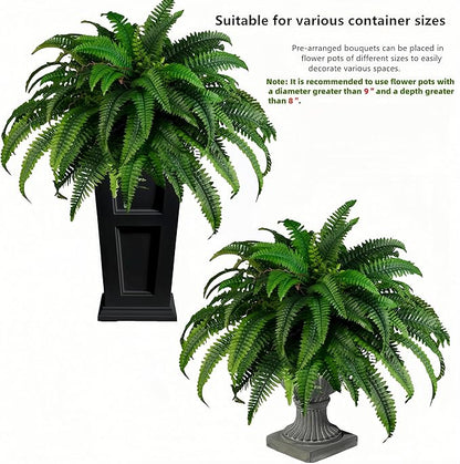 QIANYUN 2PCS Fake Ferns- Artificial Ferns for Outdoors-Faux Plants Boston Fern Tall Potted Plant Large for Front Porch Office Home Decor Indoor Outdoor