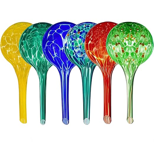 Plant Watering Globes - 6 Pack Colorful Glass Self Watering Bulbs for Plants, Automatic Plant Watering Devices for Indoor & Outdoor Use