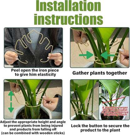 5PCS Plant Stem Support - Durable Monstera Stabilizer Grapple Holder, Unique Design for Climbing Plants, Turtle Shell Bamboo Clamp Set, Ideal Plant Support for Thriving Growth (Gold)