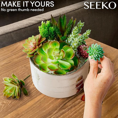 SEEKO Succulents Fake Succulents (28 Pack) – Premium Succulents Plants Artificial for Crafts - Large Assortment for Party, Garden, Home, Outdoor & DIY Floral Decor