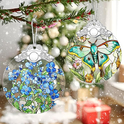 Forget-Me-Not Flowers Ornament – Christmas Decoration & Christmas Ornament; Stained Glass Holiday Decoration (Holiday Present, Bauble Present, Gift Idea, Gift Exchange) | Heirloom Keepsakes